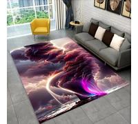 Xisnuient Modern Carpet 3D Natural Tornado Cloud Twister Print Flannel Area Rug Home Decor Non-Slip Carpet for Living Room Bedroom Corridor Bathroom, Soft Bedside Runner Floor Mat (Purple,160x230 cm)