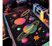 Xisnuient Neon Galaxy Area Rug Space Carpet Starry Sky Rainbow UFO Beam Outer Space Floor Mat Soft Non Slip Teen Bedroom Living Room Playroom Decorative Indoor Accent Home Decor (Colour 3,160x200cm)