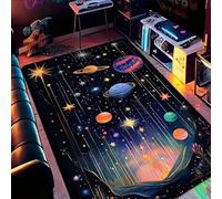 Xisnuient Neon Galaxy Area Rug Space Carpet Starry Sky Rainbow UFO Beam Outer Space Floor Mat Soft Non Slip Teen Bedroom Living Room Playroom Decorative Indoor Accent Home Decor (Colour 2,80x160cm)