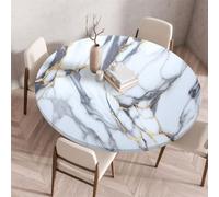 Xisnuient Outdoor Round Tablecloth with Elasticated Edges Wipe Clean Round Marble Table Cloth Small Waterproof Polyester Coffee Table Cover Table Protectors for Dining Bistro Garden (Colour 6,90cm)