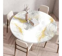 Xisnuient Outdoor Round Tablecloth with Elasticated Edges Wipe Clean Round Marble Table Cloth Small Waterproof Polyester Coffee Table Cover Table Protectors for Dining Bistro Garden (Colour 4,60cm)