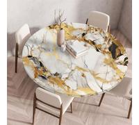 Xisnuient Outdoor Round Tablecloth with Elasticated Edges Wipe Clean Round Marble Table Cloth Small Waterproof Polyester Coffee Table Cover Table Protectors for Dining Bistro Garden (Colour 1,70cm)