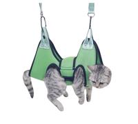 Xisnuient Pet Cat Grooming Bag, Anti-Scratch & Anti-Bite Restraint Bag, Nail Trimming Helper Hammock with Hanging Straps & Carabiners (Green,M)