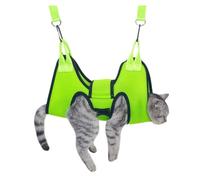 Xisnuient Pet Cat Grooming Bag, Anti-Scratch & Anti-Bite Restraint Bag, Nail Trimming Helper Hammock with Hanging Straps & Carabiners (Fluorescent Green,M)