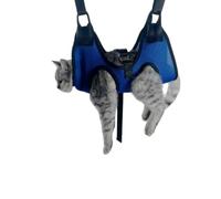 Xisnuient Pet Cat Grooming Bag, Anti-Scratch & Anti-Bite Restraint Bag, Nail Trimming Helper Hammock with Hanging Straps & Carabiners (Dark Blue,M)