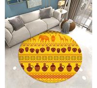 Xisnuient Round Rug African Ethnic Style Bohemian Soft Non-slip Interior Decorative Floor Mats Ethnic Geometric Pattern Area Rug for Living Room, Bedroom, Study, 160 cm, Color 1