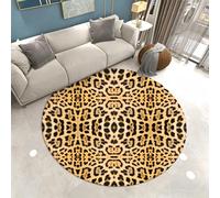 Xisnuient Round Rug Soft Non-Slip Animal Print - Washable Floor Carpet for Living Room Bedroom Dining Room, Modern Wildlife Zebra Leopard Pattern Decorative Mat for Home Office, 100 cm, Color 5