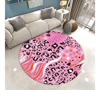 Xisnuient Round Rug Soft Non-Slip Animal Print - Washable Floor Carpet for Living Room Bedroom Dining Room, Modern Wildlife Zebra Leopard Pattern Decorative Mat for Home Office, 130 cm, Color 2
