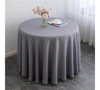 Xisnuient Round Table Cloth, Hotel Banquet Solid Colours Tablecloth Washable Easy Care and Stain-Repellent Polyester Table Protector for Outdoor Wedding Party Birthday Banquet Decoration (Grey,140cm)
