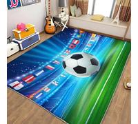 Xisnuient Sports Theme Gaming Rug for Boys Teen Bedrooms, Football Basketball Flame Pattern Non-slip Area Rugs for Living Room, Children's Room, Game Room, Bedside Runner Carpet, 160x200 cm, Color3