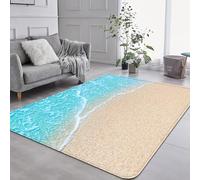 Xisnuient Summer Sand Beach Theme Rug Bedroom Living Room Kitchen Nursery Kids Play Non Slip Flannel Decor Carpet Tropical Beach Starfish Sea Shells Conch Waves Pattern Mat (Colour5,100x160cm)