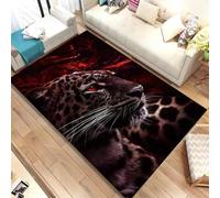 Xisnuient Teenagers' Kids Bedroom Rug, Cool 3D Black Night Leopard Pattern Decorative Carpet, Boys' Room Visual Anti-slip Gaming Floor Mat, Living Room Home Decoration Accessories (Colour 5,80x160cm)
