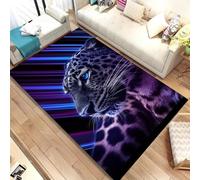 Xisnuient Teenagers' Kids Bedroom Rug, Cool 3D Black Night Leopard Pattern Decorative Carpet, Boys' Room Visual Anti-slip Gaming Floor Mat, Living Room Home Decoration Accessories (Colour 6,120x180cm)