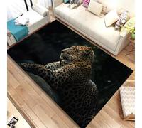 Xisnuient Teenagers' Kids Bedroom Rug, Cool 3D Black Night Leopard Pattern Decorative Carpet, Boys' Room Visual Anti-slip Gaming Floor Mat, Living Room Home Decoration Accessories (Colour 1,100x150cm)