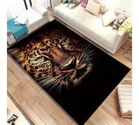 Xisnuient Teenagers' Kids Bedroom Rug, Cool 3D Black Night Leopard Pattern Decorative Carpet, Boys' Room Visual Anti-slip Gaming Floor Mat, Living Room Home Decoration Accessories (Colour 2,100x150cm)