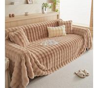 Xisnuient Thick Rabbit Plush Sofas Throw 1/2/3/4 Seater Extra Large Bed Double Blanket Throws for Settees Soft Solid Colour Non Slip Sofa Covers Sofa Cushion for Living Room Floor (Brown,180x230cm)
