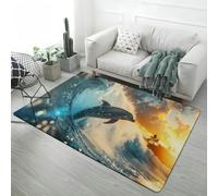 Xisnuient Undersea World Children's Play Rug, Soft Nursery Rug Dolphin Shark Ocean Blue Large Carpet for Living Room Bedroom Playroom, Non-Slip Bath Mat, 50x80 cm, Color 1