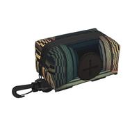 Xiso Ver 3d Abstract Chess Board Print Dog Poop Bag Holder for Leash Doggie Waste Bag Dispenser Soft Fabric Zipper Small Doggy Puppy Pouch with Carabiner Clip