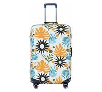 Xiso Ver Abstract Palm Quill Luggage Cover Washable Elasticated Luggage Covers for Suitcase tsa Approved Stylish Dust and Scratch Resistant Luggage Case Protector, Black, L (26-28 in suitcase)
