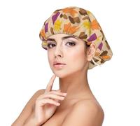 Xiso Ver Acorn Autumn Fall Leaf Leaves Satin Bonnet Silk Bonnet for Sleeping with Adjustable Straps Hair Cap Double Layer Satin Lined Sleep Caps for Women's Natural & Curly Hair