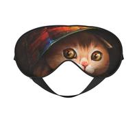 Xiso Ver Animal Cat Sleep Mask Adjustable Double -Sided Eye Mask Soft Sleeping Eye Covers for Sleeping Perfect Shading Reduce Eye Edema