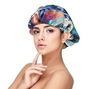 Xiso Ver Animal Forest Wolves2 Satin Bonnet Silk Bonnet for Sleeping with Adjustable Straps Hair Cap Double Layer Satin Lined Sleep Caps for Women's Natural & Curly Hair