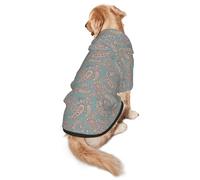 Xiso Ver Asian Elements Paisley Dog Hoodie Soft and Warm Dog Hoodie Sweater with Leash Hole and Pocket Dog Winter Sweatshirt Warm Pet Clothes for Medium Large Dogs