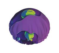 Xiso Ver Astronaut on Mission in Outer Space Shower Cap for Women Double Waterproof Layers Bath Hats Elastic and Reusable Hair Caps for Long Thick Hair Soft Bath Shower Hair Hat