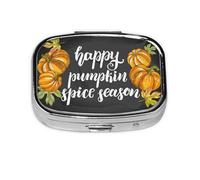 Xiso Ver Autumn Harvest Pumpkins Pill Box Portable Metal Pill Organizer 2 Compartment Medicine Small Pill Case for Purses Compact Travel Medicine Holder for Vitamins Medication