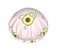 Xiso Ver Avocado Doing Sport Yoga Shower Cap for Women Double Waterproof Layers Bath Hat Elastic and Reusable Hair Caps for Long Thick Hair Soft Bath Shower Hair Hats