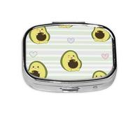 Xiso Ver Avocado of a Hear Pill Box Portable Metal Pill Organizer 2 Compartment Medicine Small Pill Case for Purses Compact Travel Medicine Holder for Vitamins Medication