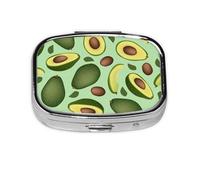 Xiso Ver Avocado with Seeds Pill Box Portable Metal Pill Organizer 2 Compartment Medicine Small Pill Case for Purses Compact Travel Medicine Holder for Vitamins Medication