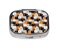 Xiso Ver Bears in Playful Cartoon Style Pill Box Portable Metal Pill Organizer 2 Compartment Medicine Small Pill Case for Purses Compact Travel Medicine Holder for Vitamins Medication