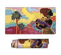 Xiso Ver Beautiful African Woman,Southern Mountains Landscape Large Gaming Mouse Pad 29.5 x 15.8 in Keyboard Mouse Mat Desk Keyboard Pad for Play, Office, Home with Non-Slip Rubber Base Stitched Edges