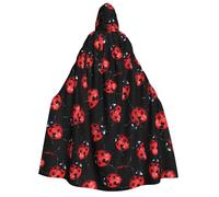 Xiso Ver Beautiful Red Ladybug Unisex Adults Halloween Costumes Cape Hooded Cosplay Costume Robe Cloak Cape