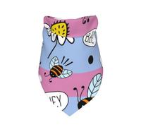 Xiso Ver Bees and Daisies Striped Dog Bandana -1 Pack Premium Durable Triangle Scarf Washable Make Your Pooch Stand Out Dog Bandana Boy Birthday Suitable for Neutral Large Dogs