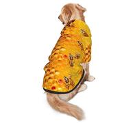 Xiso Ver Bees on Hive Honeycomb Dog Hoodie Soft and Warm Dog Hoodie Sweater with Leash Hole and Pocket Dog Winter Sweatshirt Warm Pet Clothes for Medium Large Dogs