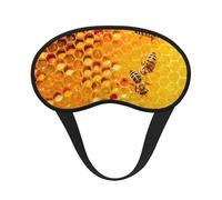 Xiso Ver Bees on Hive Honeycomb Print Sleep Mask Adjustable Eye Mask Soft Sleeping Eye Covers for Sleeping Perfect Shading Reduce Eye Edema