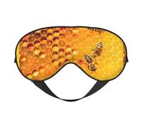 Xiso Ver Bees on Hive Honeycomb Sleep Mask Adjustable Double -Sided Eye Mask Soft Sleeping Eye Covers for Sleeping Perfect Shading Reduce Eye Edema