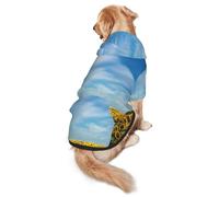 Xiso Ver Blooming Sunflower Field Dog Hoodie Soft and Warm Dog Hoodie Sweater with Leash Hole and Pocket Dog Winter Sweatshirt Warm Pet Clothes for Medium Large Dogs