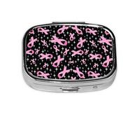 Xiso Ver Breast Cancer Awareness (2) Pill Box Portable Metal Pill Organizer 2 Compartment Medicine Small Pill Case for Purses Compact Travel Medicine Holder for Vitamins Medication