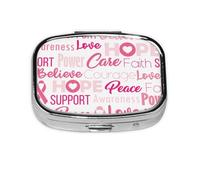 Xiso Ver Breast Cancer Pink Ribbons Awareness (2) Pill Box Portable Metal Pill Organizer 2 Compartment Medicine Small Pill Case for Purses Compact Travel Medicine Holder for Vitamins Medication