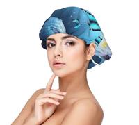 Xiso Ver Butterflies And Waterlily In Water Satin Bonnet Silk Bonnet for Sleeping with Adjustable Straps Hair Cap Double Layer Satin Lined Sleep Caps for Women's Natural & Curly Hair