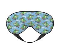 Xiso Ver Cartoon Crocodile Skateboard 1 Sleep Mask Adjustable Double -Sided Eye Mask Soft Sleeping Eye Covers for Sleeping Perfect Shading Reduce Eye Edema