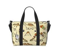 Xiso Ver Cartoon Dinosaurs,Cute Dino Travel Bag for Women Men Weekender Bags Carry on Overnight Bag Tote Bag Yoga Gym Bag for Gym, Work, Weekend, Travel, Personal Items, Black, One Size