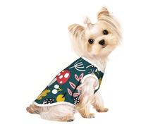 Xiso Ver Cartoon Leaf Mushroom Red Print Dog Shirts Elastic Soft Dog T-Shirts Breathable Pet Clothes Spring Summer Pet Apparel Tee Shirt for Puppy Kitty Cats Small Medium Dogs