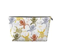 Xiso Ver Cartoon Monkey Leather Cosmetic Bag for Women Small Makeup Bag for Purse Travel Cosmetic Pouch for Makeup Brushes Lipsticks, Gold, One Size