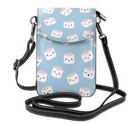 Xiso Ver Cartoon Sushi Print Small Crossbody Bags for Women Leather Cell Phone Purses Mini Leather Shoulder Handbag Adjustable Strap, Black, One Size