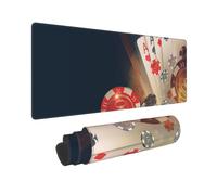 Xiso Ver Casino Poker Chips Large Gaming Mouse Pad 31.5 x 11.8in Keyboard Mouse Mat Desk Keyboard Pad for Work, Play, Office, Home with Non-Slip Rubber Base Stitched Edges