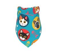 Xiso Ver Cat and Fish Bones Dog Bandana 1 Pack Premium Durable Triangle Scarf Washable Dog Bandana Boy Birthday Suitable for Neutral Large Dogs
